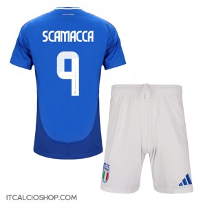 Italia Gianluca Scamacca #9 Prima Maglia Bambino Europei 2024 Manica Corta (+ Pantaloni corti)